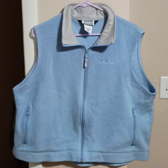 Columbia Sportswear Women Fleece Full Zip Vest Size 2X Light Blue - Picture 1 of 10